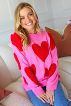 Load image into Gallery viewer, Cupid's Arrow Pink & Red Heart Jacquard Sweater