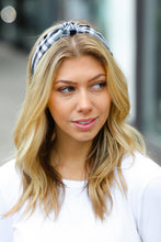 Load image into Gallery viewer, Black & White Christmas Plaid Top Knot Headband