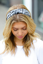 Load image into Gallery viewer, Black & White Christmas Plaid Top Knot Headband