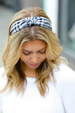 Load image into Gallery viewer, Black & White Christmas Plaid Top Knot Headband