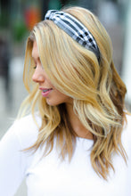 Load image into Gallery viewer, Black & White Christmas Plaid Top Knot Headband