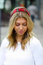 Load image into Gallery viewer, Red Christmas Plaid Top Knot Headband
