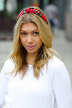 Load image into Gallery viewer, Red Christmas Plaid Top Knot Headband