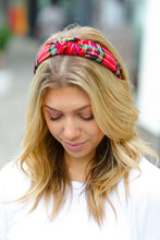 Load image into Gallery viewer, Red Christmas Plaid Top Knot Headband