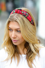 Load image into Gallery viewer, Red Christmas Plaid Top Knot Headband