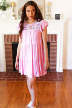 Load image into Gallery viewer, Baby Pink Embroidered Tiered Lined Dress