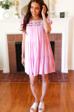 Load image into Gallery viewer, Baby Pink Embroidered Tiered Lined Dress
