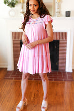 Load image into Gallery viewer, Baby Pink Embroidered Tiered Lined Dress