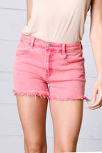 Load image into Gallery viewer, Ash Rose Denim Button Enclosure Frayed Hem Shorts