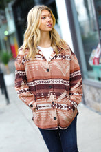 Load image into Gallery viewer, Beige & Brown Brushed Aztec Oversize Pocket Shacket