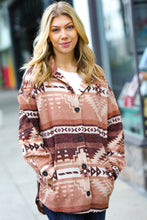 Load image into Gallery viewer, Beige & Brown Brushed Aztec Oversize Pocket Shacket