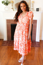 Load image into Gallery viewer, Sunset Boho Ethnic Floral V Neck Flutter Sleeve Dress