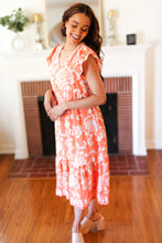 Load image into Gallery viewer, Sunset Boho Ethnic Floral V Neck Flutter Sleeve Dress