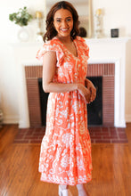 Load image into Gallery viewer, Sunset Boho Ethnic Floral V Neck Flutter Sleeve Dress