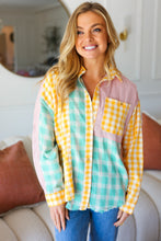 Load image into Gallery viewer, You've Got This Mint & Yellow Cotton Plaid Hi-Lo Button Down Shirt