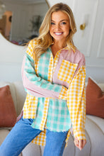 Load image into Gallery viewer, You've Got This Mint & Yellow Cotton Plaid Hi-Lo Button Down Shirt