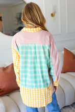 Load image into Gallery viewer, You've Got This Mint & Yellow Cotton Plaid Hi-Lo Button Down Shirt