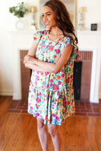 Load image into Gallery viewer, Seafoam Flat Floral Poplin Ruffle Frill Sleeve Dress