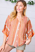 Load image into Gallery viewer, Apricot Boho V Neck Kimono Shape Top
