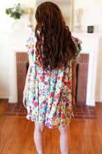 Load image into Gallery viewer, Seafoam Flat Floral Poplin Ruffle Frill Sleeve Dress