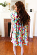 Load image into Gallery viewer, Seafoam Flat Floral Poplin Ruffle Frill Sleeve Dress