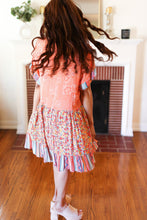 Load image into Gallery viewer, Apricot Boho Flower Colorblock V Neck Dress