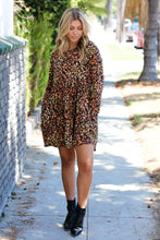 Load image into Gallery viewer, Mocha Leopard Long Sleeve Babydoll Dress