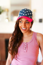 Load image into Gallery viewer, Fuchsia & Denim Star Trucker Hat