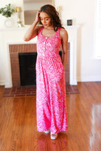 Load image into Gallery viewer, Fuchsia Boho Batik Print Button Sleeveless Jumpsuit