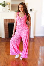 Load image into Gallery viewer, Fuchsia Boho Batik Print Button Sleeveless Jumpsuit