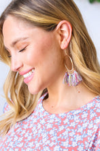 Load image into Gallery viewer, Mauve Multicolor Gold Fringe Tassel Earrings