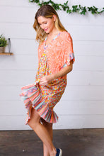 Load image into Gallery viewer, Apricot Boho Flower Colorblock V Neck Dress
