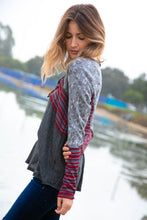 Load image into Gallery viewer, Button Down Stripe Leopard Print Color Block Top
