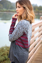 Load image into Gallery viewer, Button Down Stripe Leopard Print Color Block Top