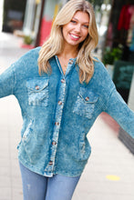Load image into Gallery viewer, Teal Acid Wash Cotton Waffle Shacket