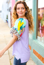 Load image into Gallery viewer, Adorable Lavender Abstract & Animal Print Ruffle Sleeve Top