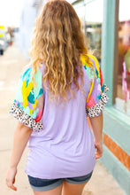 Load image into Gallery viewer, Adorable Lavender Abstract & Animal Print Ruffle Sleeve Top