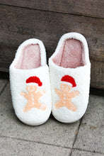 Load image into Gallery viewer, Holiday Gingerbread Print Fleece Slippers