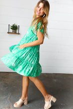 Load image into Gallery viewer, Emerald Green Floral Dolman Sleeve Babydoll Dress