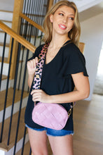 Load image into Gallery viewer, Pink Faux Leather Checker Leopard Strap Bag