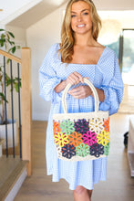 Load image into Gallery viewer, Multicolor Woven Flower Designed Straw Tote Bag