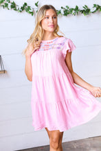Load image into Gallery viewer, Baby Pink Embroidered Tiered Lined Dress