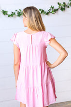 Load image into Gallery viewer, Baby Pink Embroidered Tiered Lined Dress