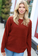Load image into Gallery viewer, All Put Together Dark Rust Waffle Knit Hi-Low Sweater