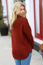 Load image into Gallery viewer, All Put Together Dark Rust Waffle Knit Hi-Low Sweater