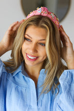 Load image into Gallery viewer, Pink Rhinestone & Candy Hearts Top Knot Headband