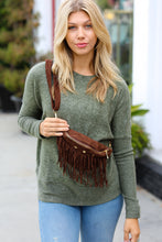 Load image into Gallery viewer, Brown Faux Suede Fringe Convertible Fanny/Sling Bag