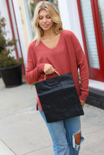 Load image into Gallery viewer, Black Fold Over Gold O-Ring Faux Leather Clutch Bag