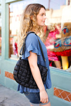 Load image into Gallery viewer, Black Quilted Puffer Crossbody Bag