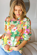 Load image into Gallery viewer, All For You Green Floral Print Frill Smocked Top